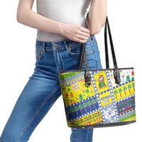 New Caledonia Christmas Leather Tote Bag Festive Beach Vibes - Polynesian Pride