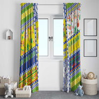 New Caledonia Christmas Window Curtain Festive Beach Vibes - Polynesian Pride