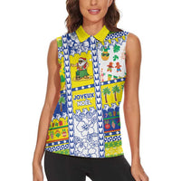 New Caledonia Christmas Women Sleeveless Polo Shirt Festive Beach Vibes LT05 - Polynesian Pride