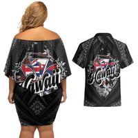 Hawaii November 28th Couples Matching Off Shoulder Short Dress and Hawaiian Shirt Kanaka Maoli Tribal Pattern LT05 - Polynesian Pride