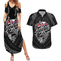 Hawaii November 28th Couples Matching Summer Maxi Dress and Hawaiian Shirt Kanaka Maoli Tribal Pattern LT05 Black - Polynesian Pride