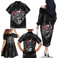 Hawaii November 28th Family Matching Off The Shoulder Long Sleeve Dress and Hawaiian Shirt Kanaka Maoli Tribal Pattern LT05 - Polynesian Pride
