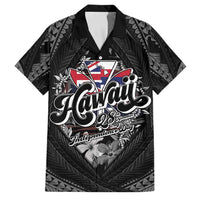Hawaii November 28th Family Matching Puletasi and Hawaiian Shirt Kanaka Maoli Tribal Pattern LT05 Dad's Shirt - Short Sleeve Black - Polynesian Pride