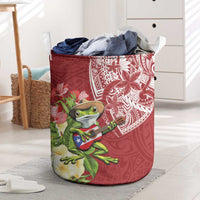 Puerto Rico Coqui Frog Laundry Basket Tropical Flowers Polynesian Style - Polynesian Pride