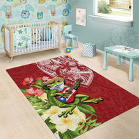 Puerto Rico Coqui Frog Area Rug Tropical Flowers Polynesian Style - Polynesian Pride