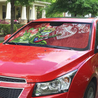 Puerto Rico Coqui Frog Auto Sun Shade Tropical Flowers Polynesian Style - Polynesian Pride