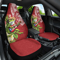 Puerto Rico Coqui Frog Car Seat Cover Tropical Flowers Polynesian Style - Polynesian Pride