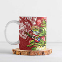 Puerto Rico Coqui Frog Ceramic Mug Tropical Flowers Polynesian Style - Polynesian Pride