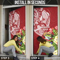 Puerto Rico Coqui Frog Door Cover Tropical Flowers Polynesian Style - Polynesian Pride