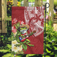 Puerto Rico Coqui Frog Garden Flag Tropical Flowers Polynesian Style - Polynesian Pride