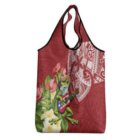 Puerto Rico Coqui Frog Grocery Bag Tropical Flowers Polynesian Style - Polynesian Pride