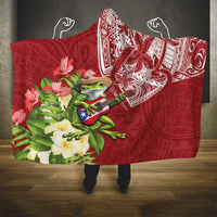 Puerto Rico Coqui Frog Hooded Blanket Tropical Flowers Polynesian Style - Polynesian Pride