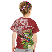 Puerto Rico Coqui Frog Kid T Shirt Tropical Flowers Polynesian Style - Polynesian Pride