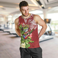 Puerto Rico Coqui Frog Men Tank Top Tropical Flowers Polynesian Style - Polynesian Pride
