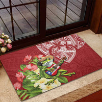 Puerto Rico Coqui Frog Rubber Doormat Tropical Flowers Polynesian Style - Polynesian Pride