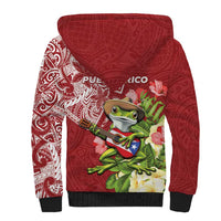 Puerto Rico Coqui Frog Sherpa Hoodie Tropical Flowers Polynesian Style - Polynesian Pride