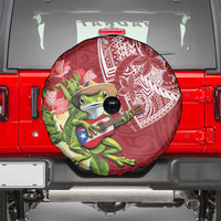 Puerto Rico Coqui Frog Spare Tire Cover Tropical Flowers Polynesian Style - Polynesian Pride