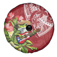 Puerto Rico Coqui Frog Spare Tire Cover Tropical Flowers Polynesian Style - Polynesian Pride