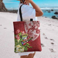 Puerto Rico Coqui Frog Tote Bag Tropical Flowers Polynesian Style - Polynesian Pride