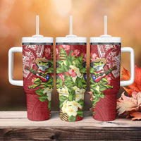 Puerto Rico Coqui Frog Tumbler With Handle Tropical Flowers Polynesian Style - Polynesian Pride
