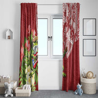 Puerto Rico Coqui Frog Window Curtain Tropical Flowers Polynesian Style - Polynesian Pride