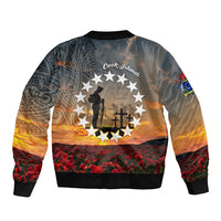 Cook Islands ANZAC Day Sleeve Zip Bomber Jacket Lest We Forget LT05 - Polynesian Pride