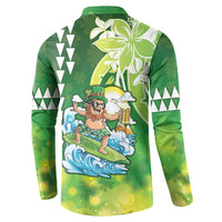 Hawaii Saint Patrick's Day Button Sweatshirt Funny Surfing Leprechaun LT05 - Polynesian Pride