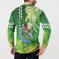 Hawaii Saint Patrick's Day Button Sweatshirt Funny Surfing Leprechaun LT05 - Polynesian Pride