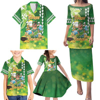 Hawaii Saint Patrick's Day Family Matching Puletasi and Hawaiian Shirt Funny Surfing Leprechaun LT05 - Polynesian Pride