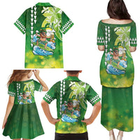 Hawaii Saint Patrick's Day Family Matching Puletasi and Hawaiian Shirt Funny Surfing Leprechaun LT05 - Polynesian Pride