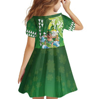 Hawaii Saint Patrick's Day Family Matching Short Sleeve Bodycon Dress and Hawaiian Shirt Funny Surfing Leprechaun