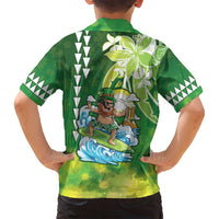 Hawaii Saint Patrick's Day Family Matching Summer Maxi Dress and Hawaiian Shirt Funny Surfing Leprechaun