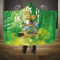 Hawaii Saint Patrick's Day Hooded Blanket Funny Surfing Leprechaun
