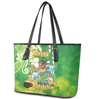 Hawaii Saint Patrick's Day Leather Tote Bag Funny Surfing Leprechaun LT05 - Polynesian Pride
