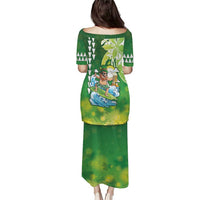 Hawaii Saint Patrick's Day Puletasi Funny Surfing Leprechaun