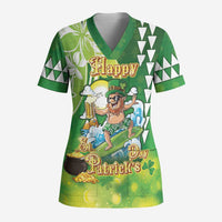 Hawaii Saint Patrick's Day Scrub Top Funny Surfing Leprechaun LT05 Adult Green - Polynesian Pride