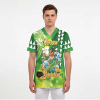 Hawaii Saint Patrick's Day Scrub Top Funny Surfing Leprechaun LT05 - Polynesian Pride