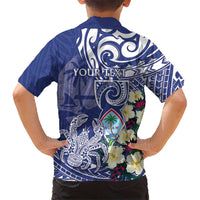 Personalised Hafa Adai Guam Family Matching Long Sleeve Bodycon Dress and Hawaiian Shirt Latte Stone With Coconut Crab