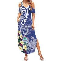 Personalised Hafa Adai Guam Family Matching Summer Maxi Dress and Hawaiian Shirt Latte Stone With Coconut Crab