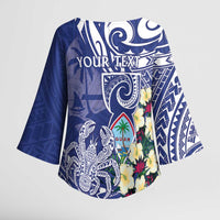 Personalised Hafa Adai Guam Kimono Sleeve Blouse Latte Stone With Coconut Crab