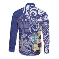 Personalised Hafa Adai Guam Long Sleeve Button Shirt Latte Stone With Coconut Crab