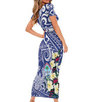 Personalised Hafa Adai Guam Short Sleeve Bodycon Dress Latte Stone With Coconut Crab