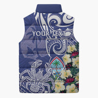 Personalised Hafa Adai Guam Sleeveless Puffer Jacket Latte Stone With Coconut Crab