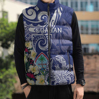 Personalised Hafa Adai Guam Sleeveless Puffer Jacket Latte Stone With Coconut Crab