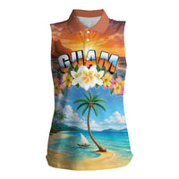 Guam Women Sleeveless Polo Shirt Eternal Summer Sunset Beach