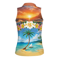 Guam Women Sleeveless Polo Shirt Eternal Summer Sunset Beach