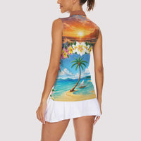 Guam Women Sleeveless Polo Shirt Eternal Summer Sunset Beach