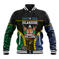 Personalised South Sea Islanders And Fiji Baseball Jacket Kanakas Fijian Tapa Pattern