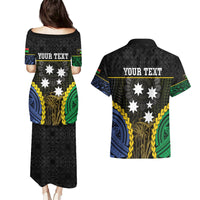 Personalised South Sea Islanders And Vanuatu Couples Matching Puletasi and Hawaiian Shirt Kanakas Sand Drawing Pattern