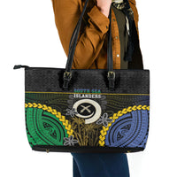 South Sea Islanders And Vanuatu Leather Tote Bag Kanakas Sand Drawing Pattern LT05 - Polynesian Pride